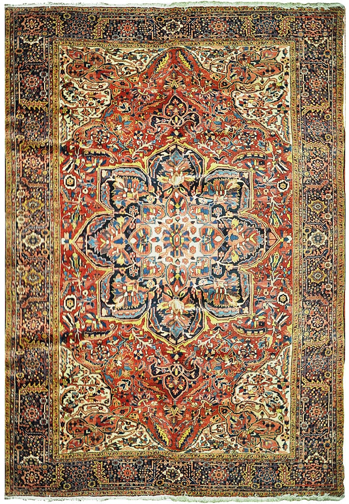Large 11'1 x 15'1 Persian Heriz Rug Semi-Antique Orange Red Handwoven (1 of 7)