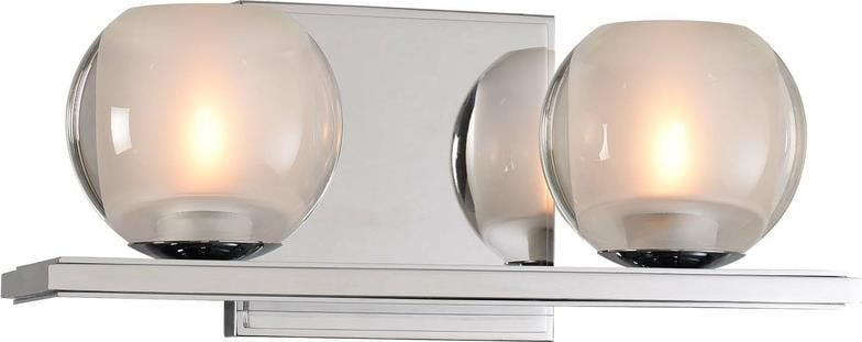 Kalco Corona 2-Light Bath Fixture Chrome Finish Dimmable: Kalco Corona 2-Light Bath Fixture Chrome Finish Dimmable Illuminate your bathroom with the contemporary elegance of the Corona Bath Fixture. This stylish lighting fixture features a sleek design with 