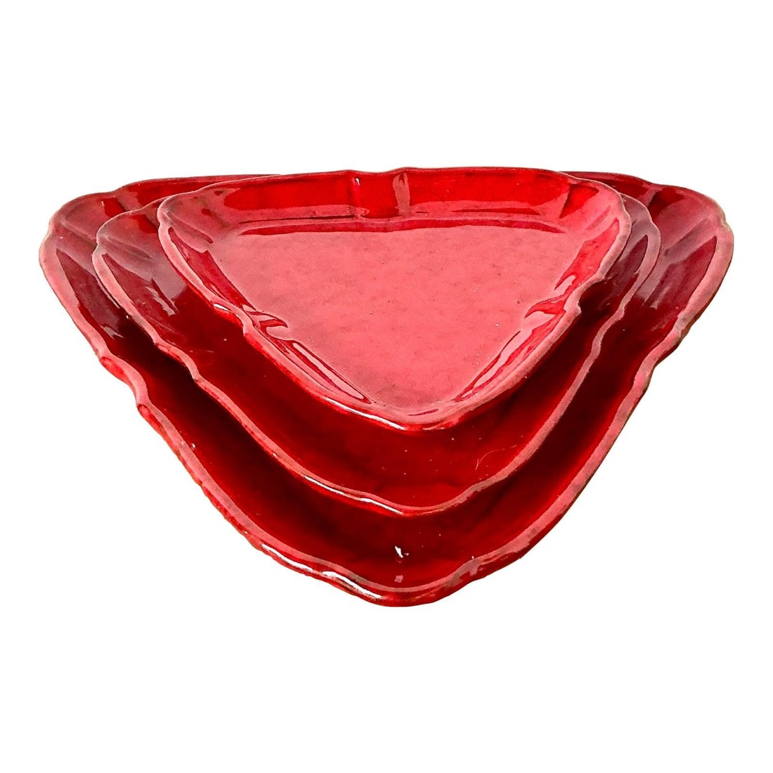 Set of Three 1960s Italian Red Glazed Ceramic Trays (1 of 10)
