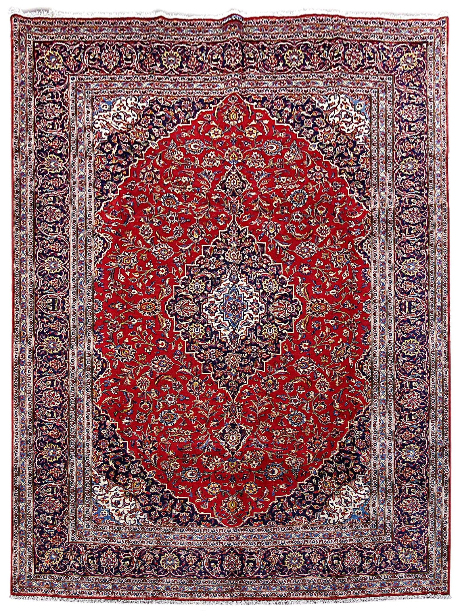 9.8 x 13.3 Red Handmade Persian Kashan Rug Premium Wool Floral Design (1 of 6)