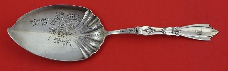 Sterling Silver Ice Cream Server Palace by Coles Shiebler 9 inch Engraved: Sterling Silver Ice Cream Server Palace by Coles Shiebler 9 inch Engraved This is a sterling silver ice cream server crafted in the Palace pattern by Coles-Shiebler. The piece features a bright-cut en