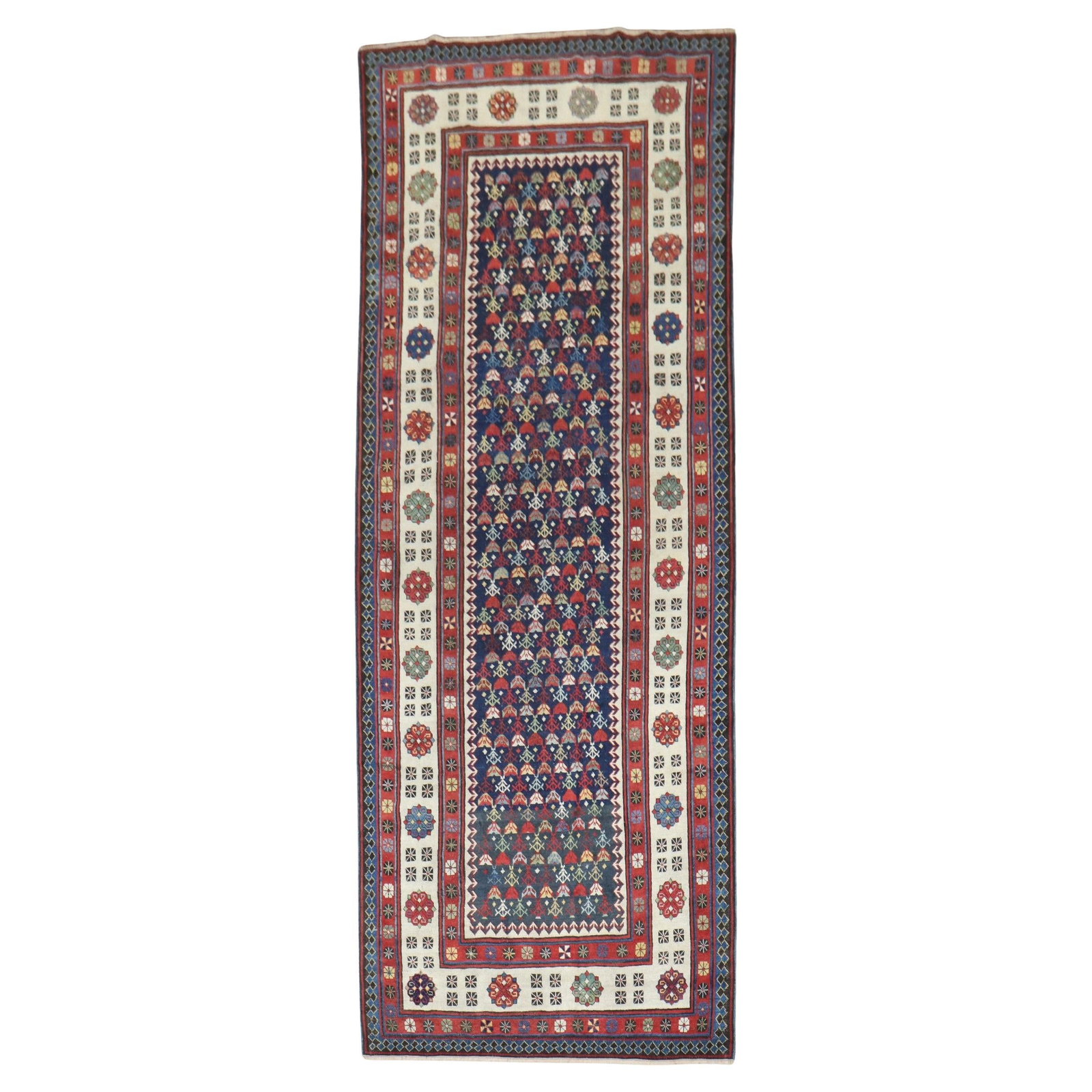 Late 19th Century Kazak Talish Runner Hand-Woven Wool 46 x 117: Late 19th Century Kazak Talish Runner Hand-Woven Wool 46 x 117 Discover the exquisite beauty of this late 19th Century Antique Talish Runner, a stunning representation of traditional Kazak style. This