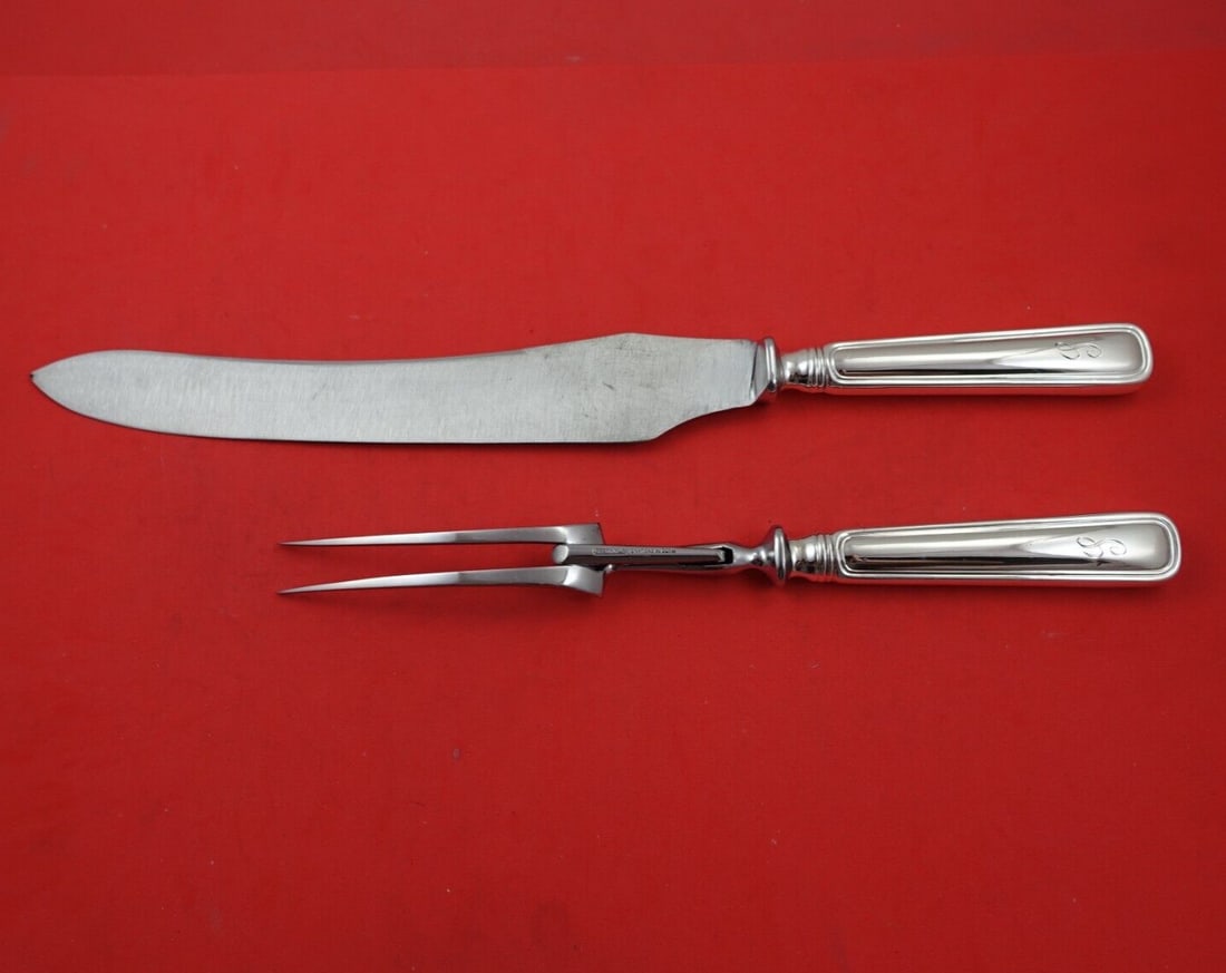 Birks Saxon Sterling Silver 2pc Roast Carving Set Monogrammed (1 of 3)