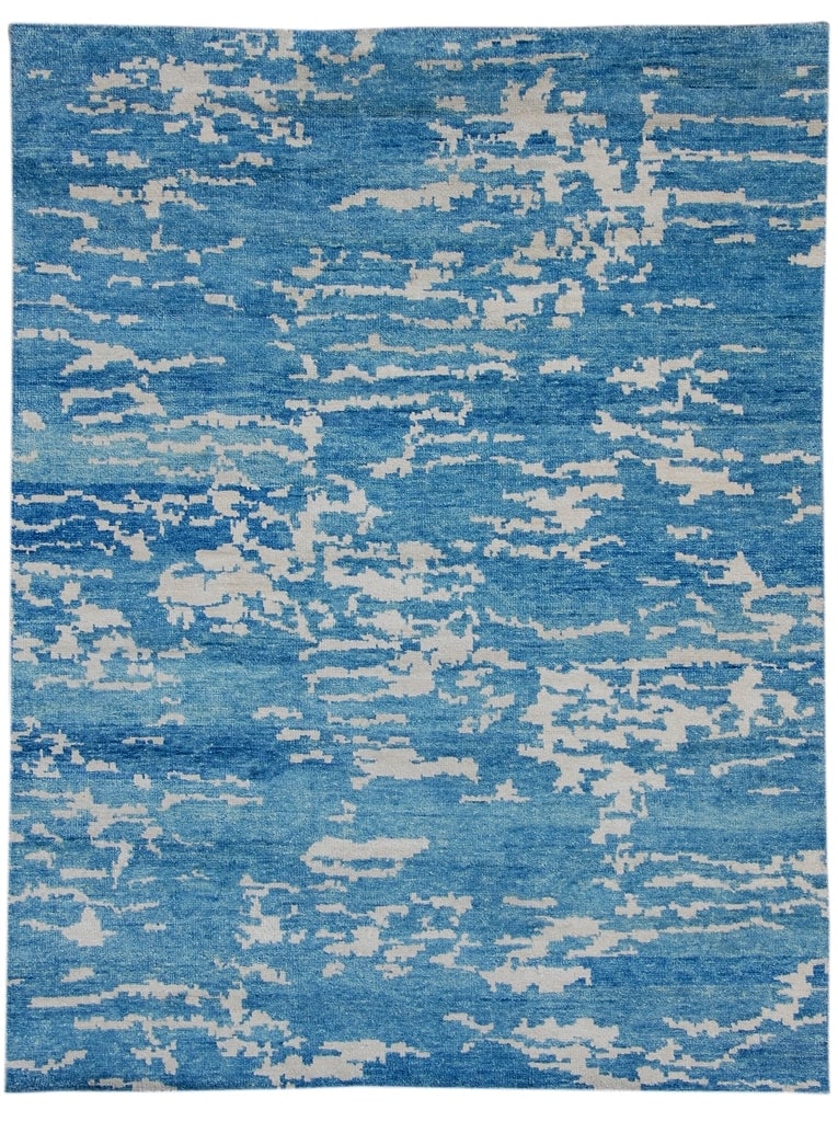 Light Turquoise Blue Handmade Rug 7.11 x 9.11 ft Transitional Modern Design: Light Turquoise Blue Handmade Rug 7.11 x 9.11 ft Transitional Modern Design Free continental US Shipping Discover the elegance of this beautiful handmade rug in a light turquoise blue hue. Measuring 7