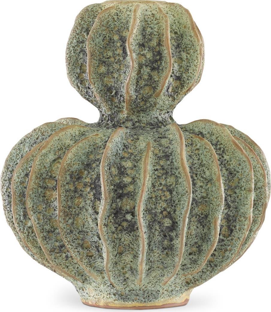 Currey Double Gourd Ceramic Vase in Green Moss Finish: Currey Double Gourd Ceramic Vase in Green Moss Finish Introducing the Elegant Moss Ceramic Vase, a stunning piece that showcases a double gourd design in a beautiful green moss finish. Crafted in an a