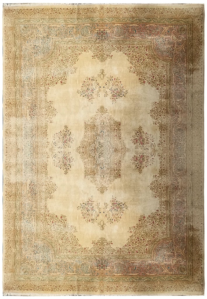 Antique 10.9 x 14.9 Old Persian Kerman Rug in Light Pastels (1 of 12)