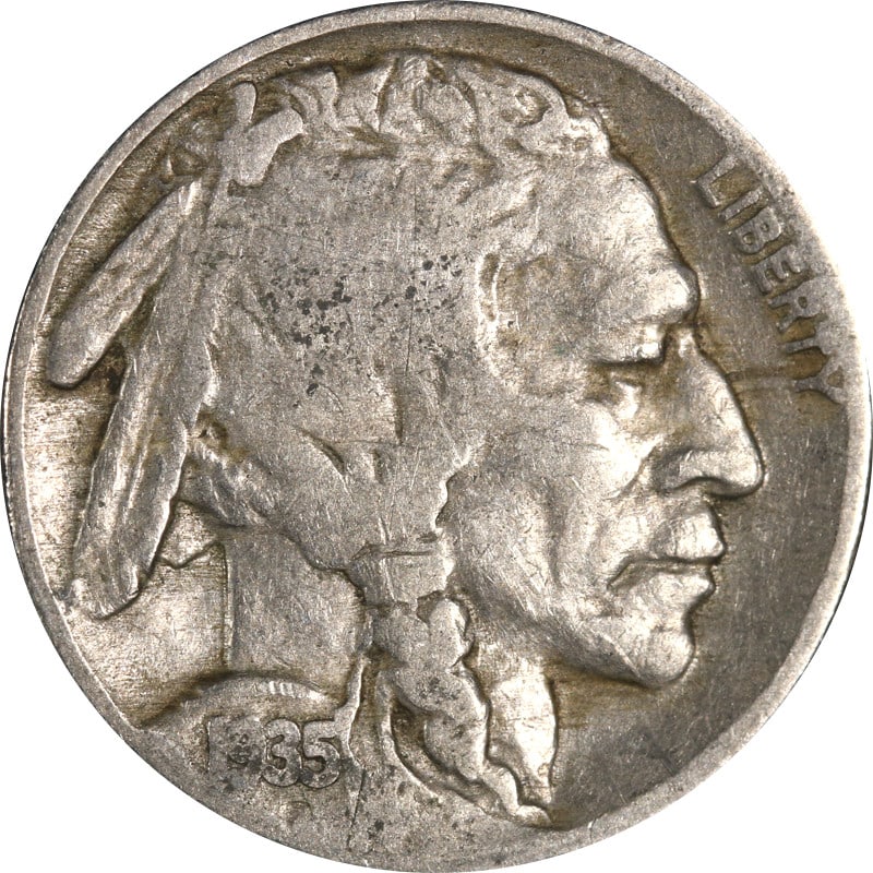 1935 Philadelphia Buffalo Nickel Doubled Die Reverse Variety: 1935 Philadelphia Buffalo Nickel Doubled Die Reverse Variety This 1935-P Buffalo Nickel features a doubled die reverse. The coin is circulated and made of nickel. It originates from the United States 