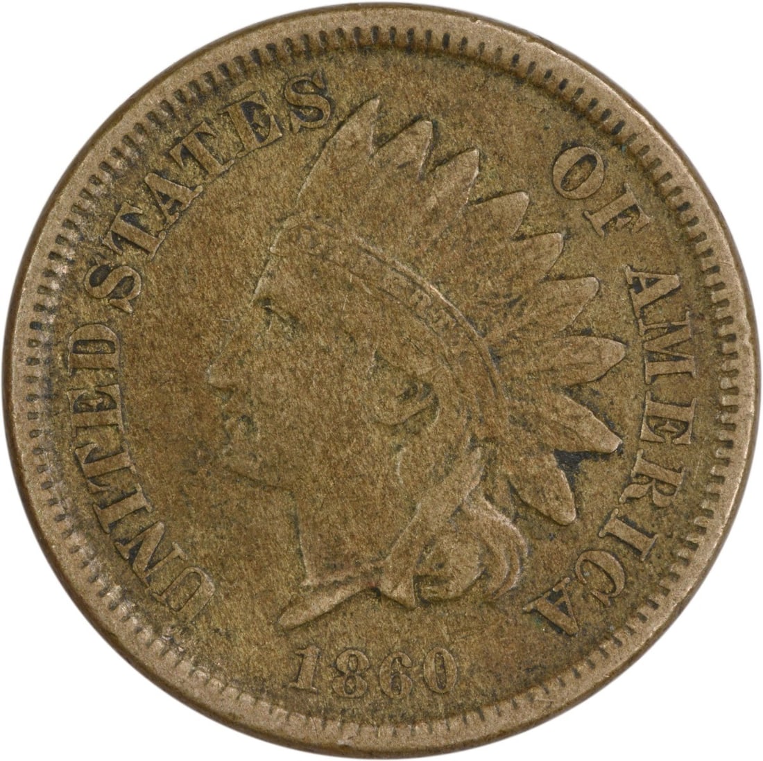 1860 Indian Head Cent VF Uncertified Philadelphia Mint: 1860 Indian Head Cent VF Uncertified Philadelphia Mint This 1860 Indian Cent is a beautiful representation of American numismatic history. The coin features the iconic Indian Head design, created by d