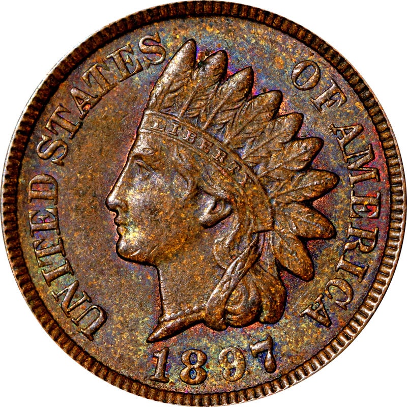 1897 United States Indian Head Copper Cent: 1897 United States Indian Head Copper Cent This is a 1897 Indian Cent from the United States, composed of copper. The coin is circulated and pre-owned, and it is offered uncertified. Specifications Ce