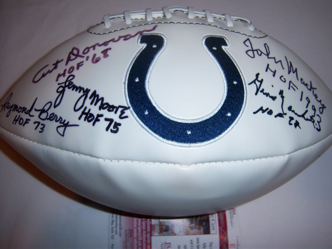 Autographed Football with JSA COA Signed by Mackey Moore Donovan Marchetti Berry (1 of 2)