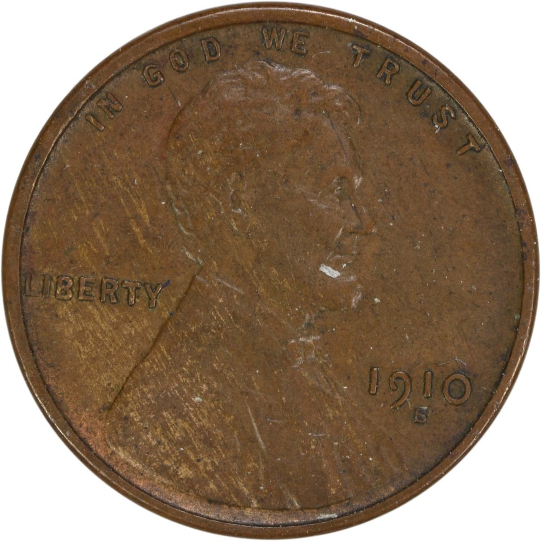 1910-S Copper Lincoln Wheat Small Cent AU Uncertified (1 of 2)