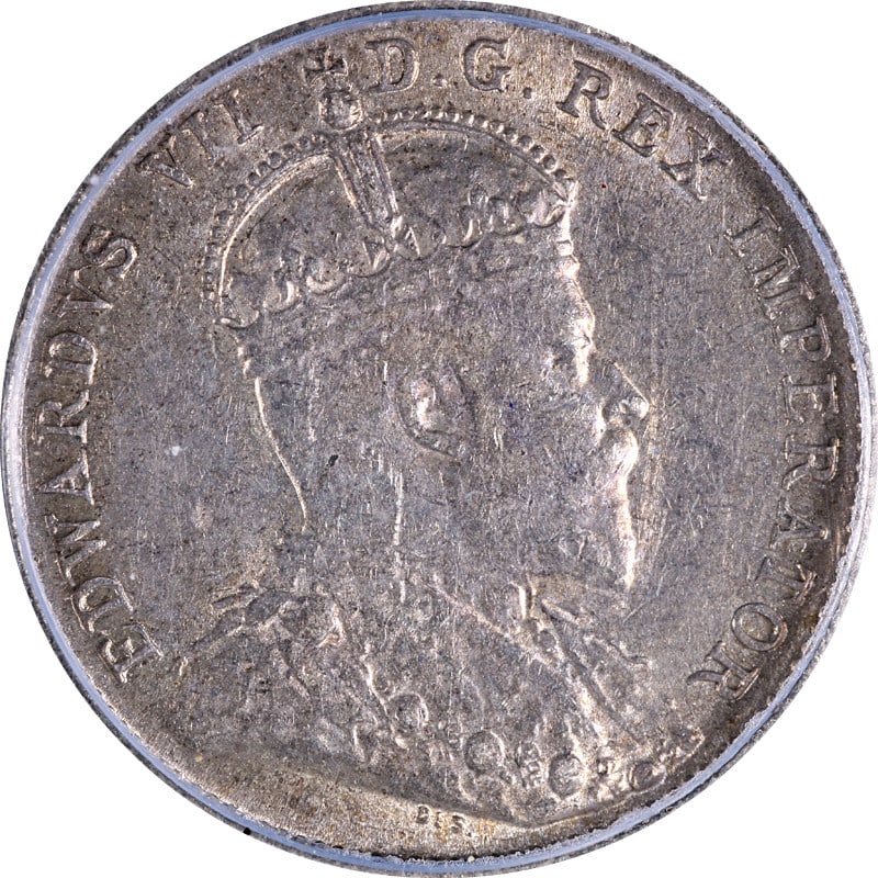 1903-H Canada Ten Cents Coin ICG EF45 Certified: 1903-H Canada Ten Cents Coin ICG EF45 Certified This is a 1903-H Ten Cents coin from Canada, certified by ICG with a grade of EF45. The coin is in circulated condition, showcasing its historical chara