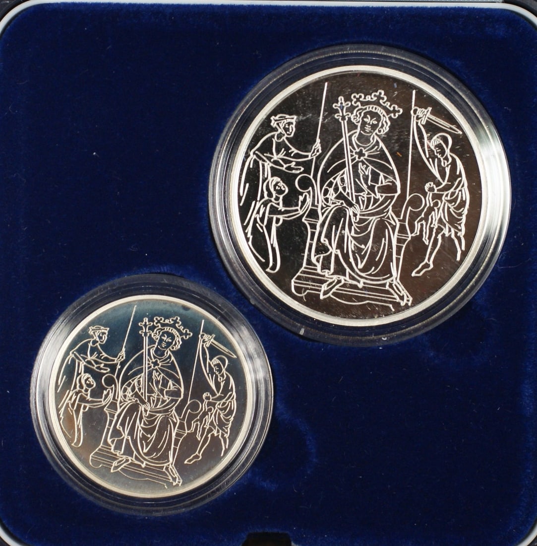 Israel 1995 Sheqalim Biblical Art Two Silver Coins Proof and Uncirculated Set with Box COA (1 of 3)