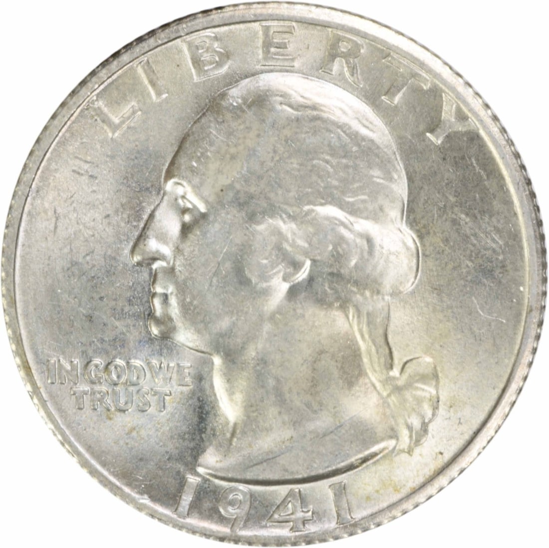 1941-S Washington Quarter Silver Choice BU Uncertified: 1941-S Washington Quarter Silver Choice BU Uncertified This is a 1941-S Washington Silver Quarter from the United States, featuring a Choice Brilliant Uncirculated (BU) grade. The coin is composed of 