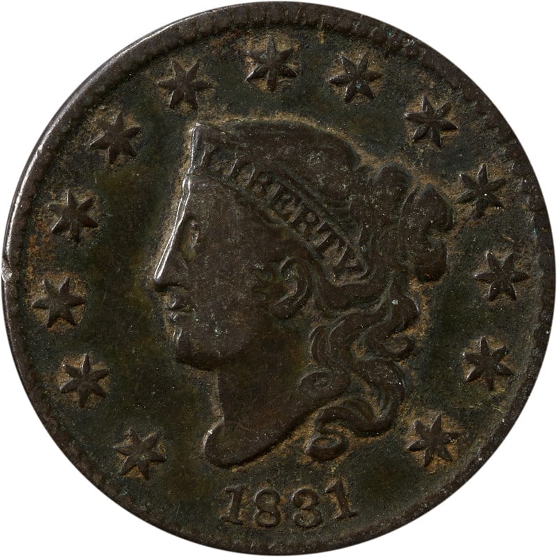 Copper United States Large Cent Coin Dated 1831: Copper United States Large Cent Coin Dated 1831 This is an 1831 Large Cent from the United States, composed of copper. The coin is circulated and uncertified, and is offered in pre-owned condition. Sp