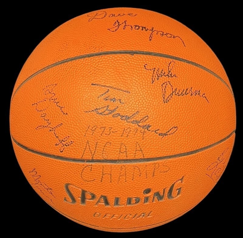 1973-74 NC State Wolfpack Team Signed Basketball with JSA COA (1 of 6)
