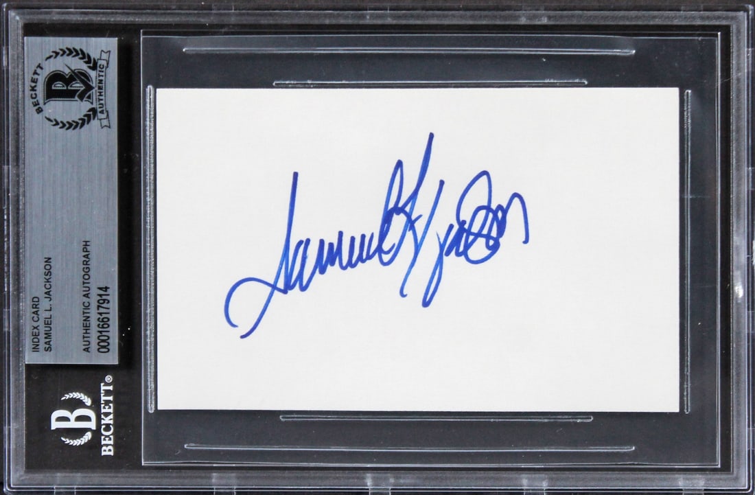 Samuel L. Jackson Signed Pulp Fiction 3x5 Index Card Beckett Authentic (1 of 2)