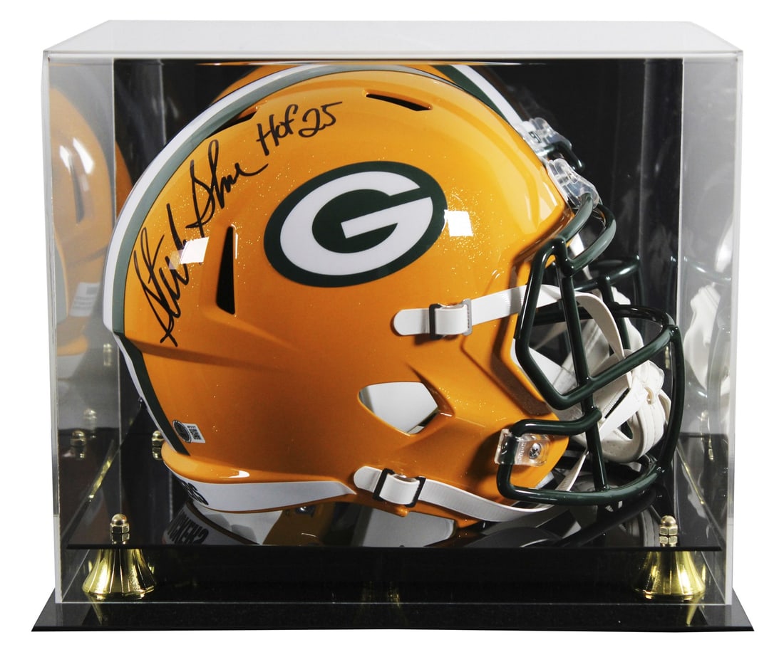 Sterling Sharpe Signed Green Bay Packers Full Size Helmet HOF 25 BAS Authenticated: Sterling Sharpe Signed Green Bay Packers Full Size Helmet HOF 25 BAS Authenticated This authentic Riddell Full Size Speed Replica Helmet is personally signed by Sterling Sharpe, the legendary wide rec