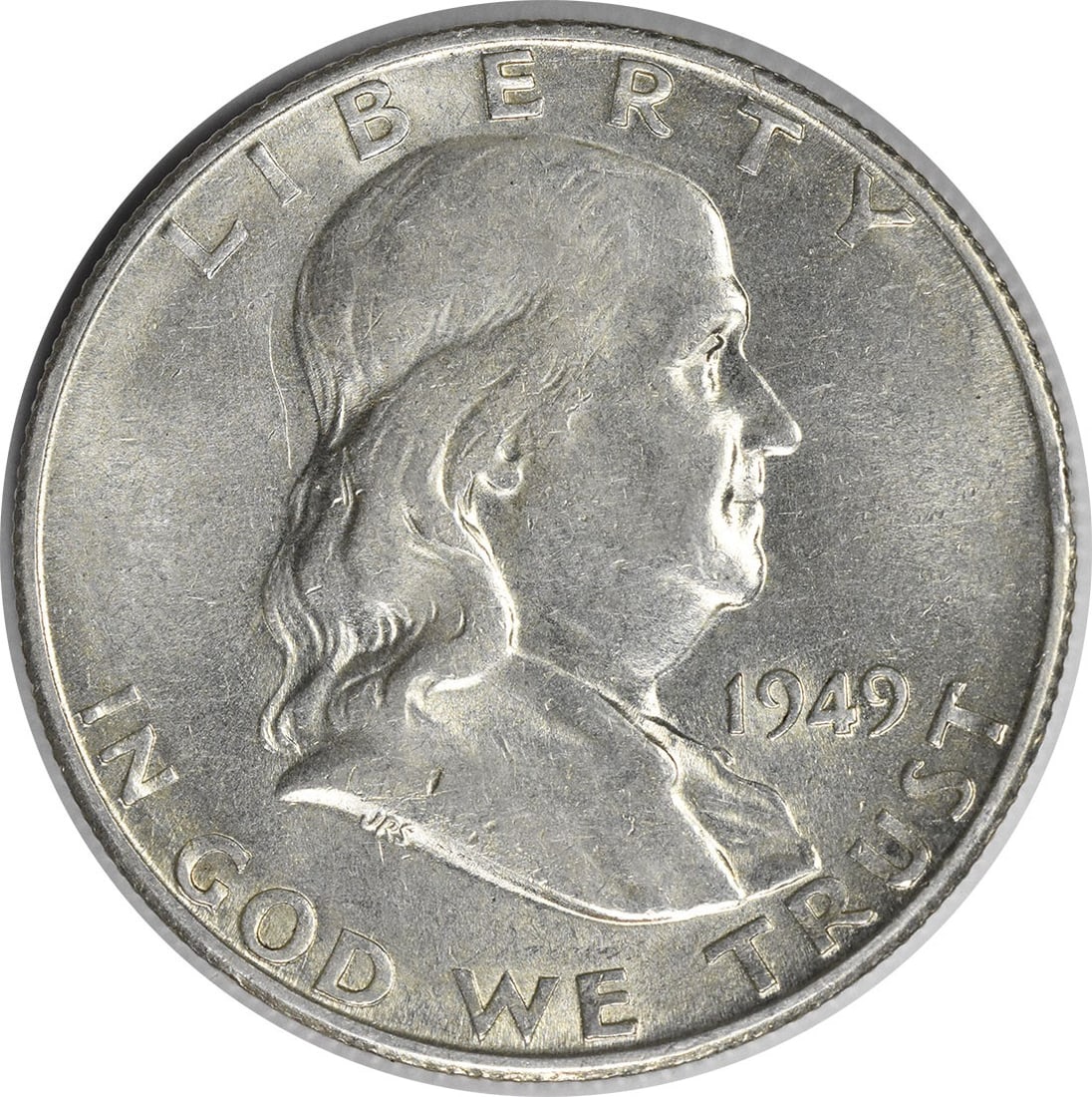 San Francisco Mint 1949 Silver Franklin Half Dollar AU Uncertified: San Francisco Mint 1949 Silver Franklin Half Dollar AU Uncertified This 1949-S Franklin Half Dollar is a circulated coin from the San Francisco Mint, featuring the classic Franklin design by John R. S