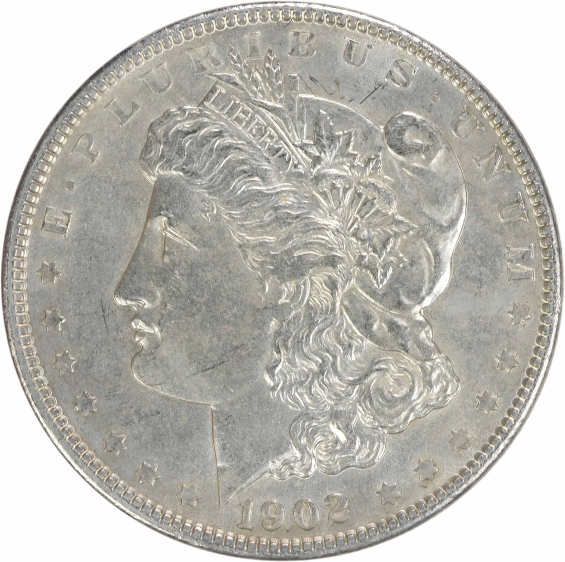 1902 Morgan Silver Dollar AU 90% Silver Philadelphia Coin: 1902 Morgan Silver Dollar AU 90% Silver Philadelphia Coin This 1902 Morgan Silver Dollar, featuring the distinguished design by George T. Morgan, is a remarkable piece of numismatic history. The coin 