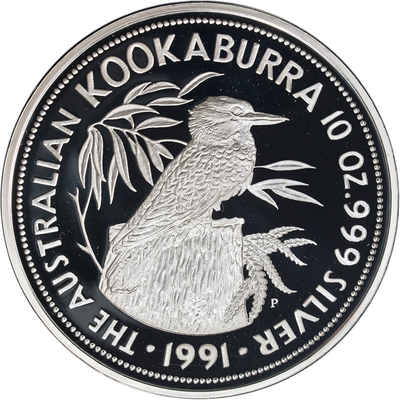 1991 Australia Kookaburra 10 Ounce Silver Proof $50 Coin (1 of 3)