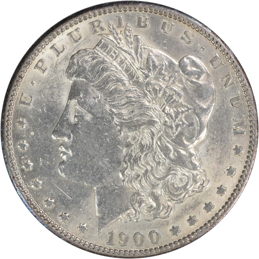 AU 1900 United States Morgan Dollar 90 Percent Silver Uncertified Coin: AU 1900 United States Morgan Dollar 90 Percent Silver Uncertified Coin This is a 1900 Morgan Silver Dollar from the United States, featuring a composition of 90% silver and 10% copper. Designed by Geo