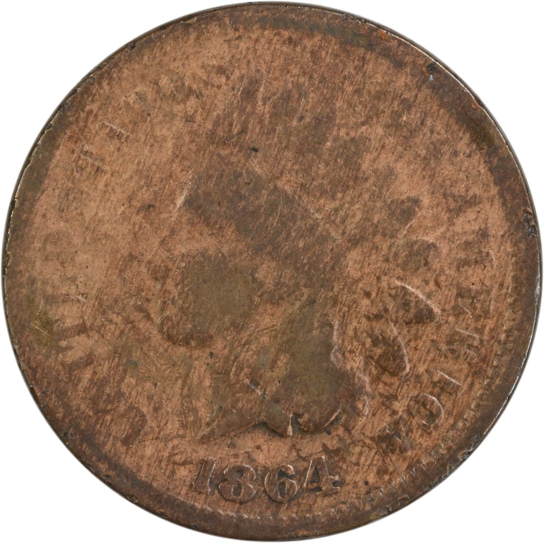 1864 Indian Head Cent G Grade Uncertified Coin Philadelphia: 1864 Indian Head Cent G Grade Uncertified Coin Philadelphia This 1864 Indian Cent features the iconic Indian Head design, crafted from a composition of 95% copper and 5% tin and zinc. Minted in Philad