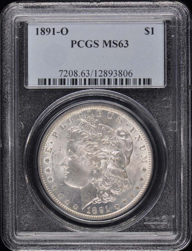 1891-O Morgan Dollar PCGS MS63 Uncirculated New Orleans Coin: 1891-O Morgan Dollar PCGS MS63 Uncirculated New Orleans Coin This 1891-O Morgan Dollar is a remarkable piece certified by PCGS with a grade of MS63, indicating its uncirculated condition. Minted in Ne