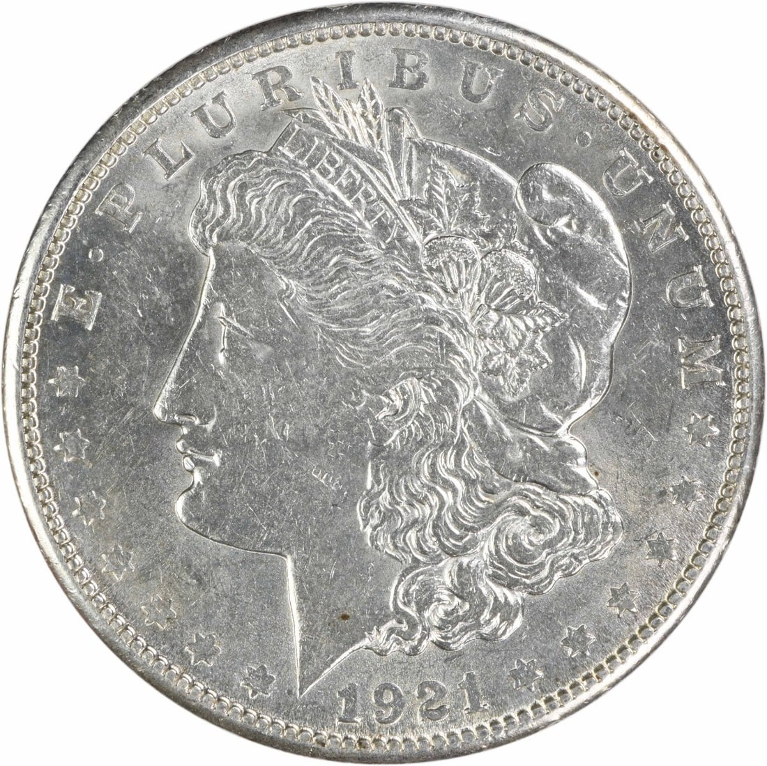 San Francisco 1921 Morgan Dollar AU Grade Uncertified 90 Percent Silver Coin: San Francisco 1921 Morgan Dollar AU Grade Uncertified 90 Percent Silver Coin This 1921-S Morgan Silver Dollar is an uncertified, circulated coin graded as About Uncirculated (AU). Minted in San Franci