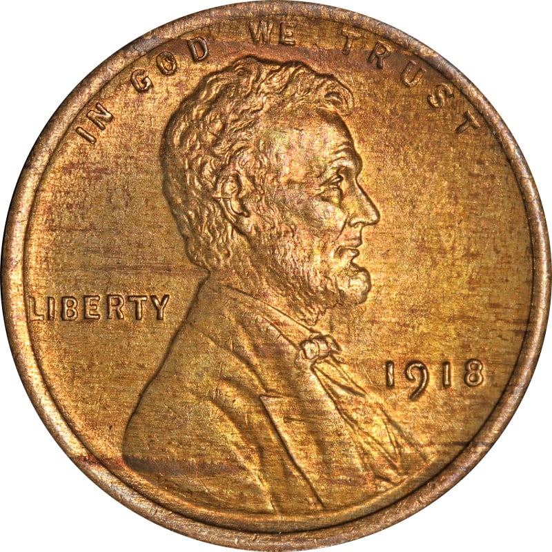 1918 Philadelphia Copper Lincoln Cent Circulated US Coin (1 of 2)