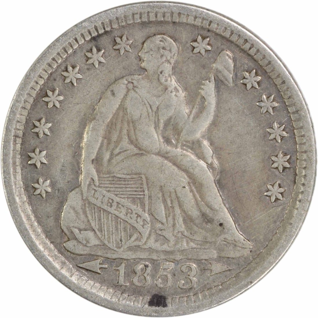 1853 Liberty Seated Half Dime 90% Silver Uncertified EF (1 of 2)