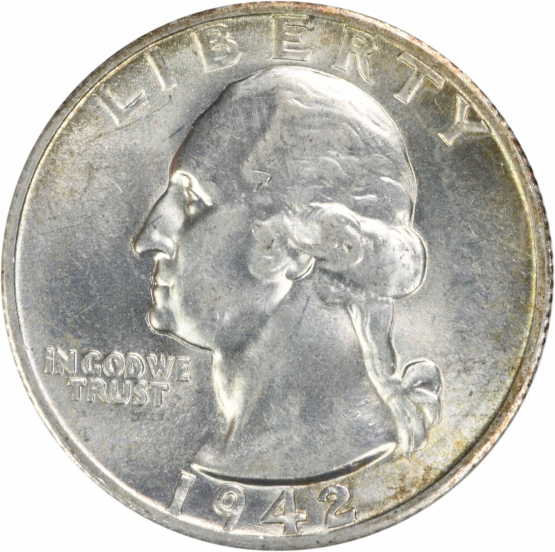 1942-S Washington Quarter Silver BU Uncertified: 1942-S Washington Quarter Silver BU Uncertified This is a 1942-S Washington Quarter composed of silver. The coin is in Brilliant Uncirculated (BU) condition and remains uncertified. It was minted in t