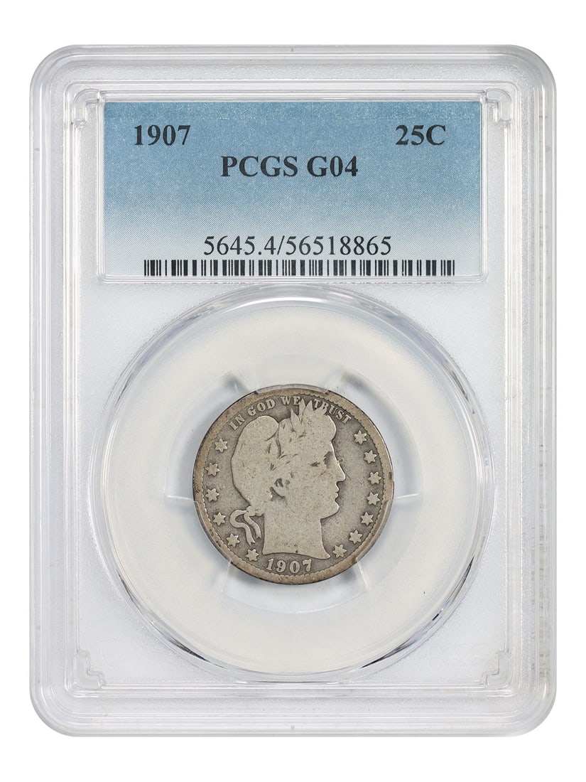 Barber Quarter 1907 PCGS Graded Good 04 Philadelphia 25C (1 of 4)