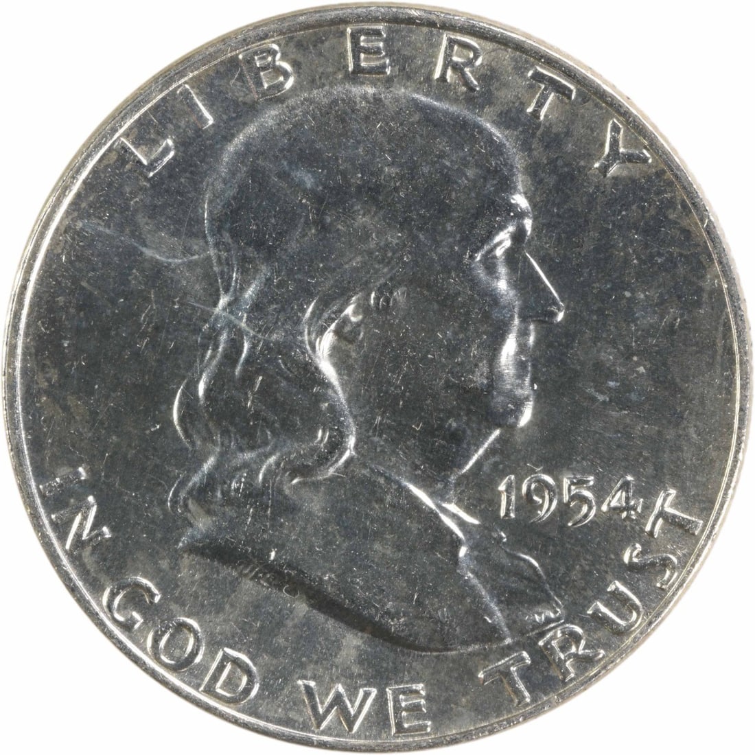 Choice BU 1954 D Franklin Silver 50 Cent Uncertified Half Dollar Coin: Choice BU 1954 D Franklin Silver 50 Cent Uncertified Half Dollar Coin This 1954-D Franklin Silver Half Dollar is a Choice Brilliant Uncirculated coin, featuring a striking design and preserved in pre-