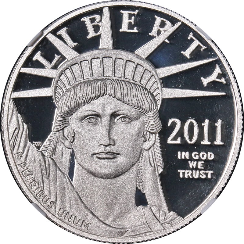 2011-W $100 Platinum Eagle NGC PF70 Ultra Cameo Coin: 2011-W $100 Platinum Eagle NGC PF70 Ultra Cameo Coin This 2011-W Platinum American Eagle $100 coin is certified by NGC as PF70 Ultra Cameo, indicating a perfect grade with remarkable eye appeal, brigh