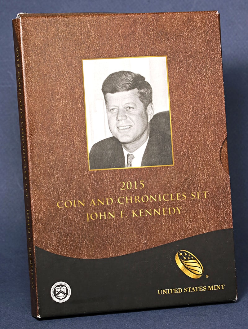 2015 Kennedy Chronicles Set with Silver Presidential Medal: 2015 Kennedy Chronicles Set with Silver Presidential Medal This 2015 John F. Kennedy Coin & Chronicles Set includes a Reverse Proof Presidential Dollar and a 1 oz .999 silver Presidential Medal. The s