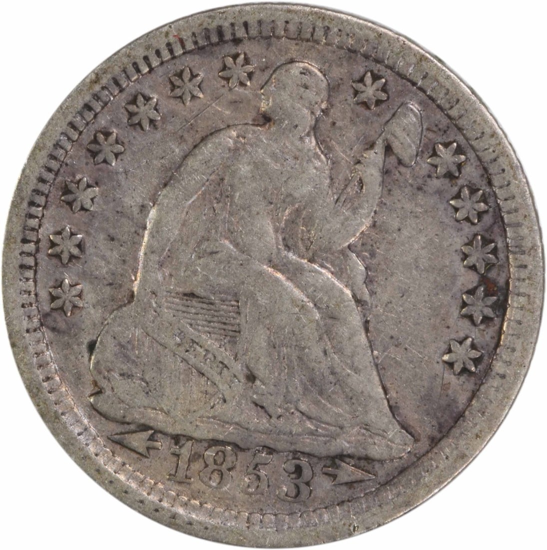 1853 Liberty Seated Half Dime 90% Silver Uncertified: 1853 Liberty Seated Half Dime 90% Silver Uncertified This 1853 Liberty Seated Silver Half Dime showcases exquisite craftsmanship from the Philadelphia mint. Struck with a composition of 90% silver and