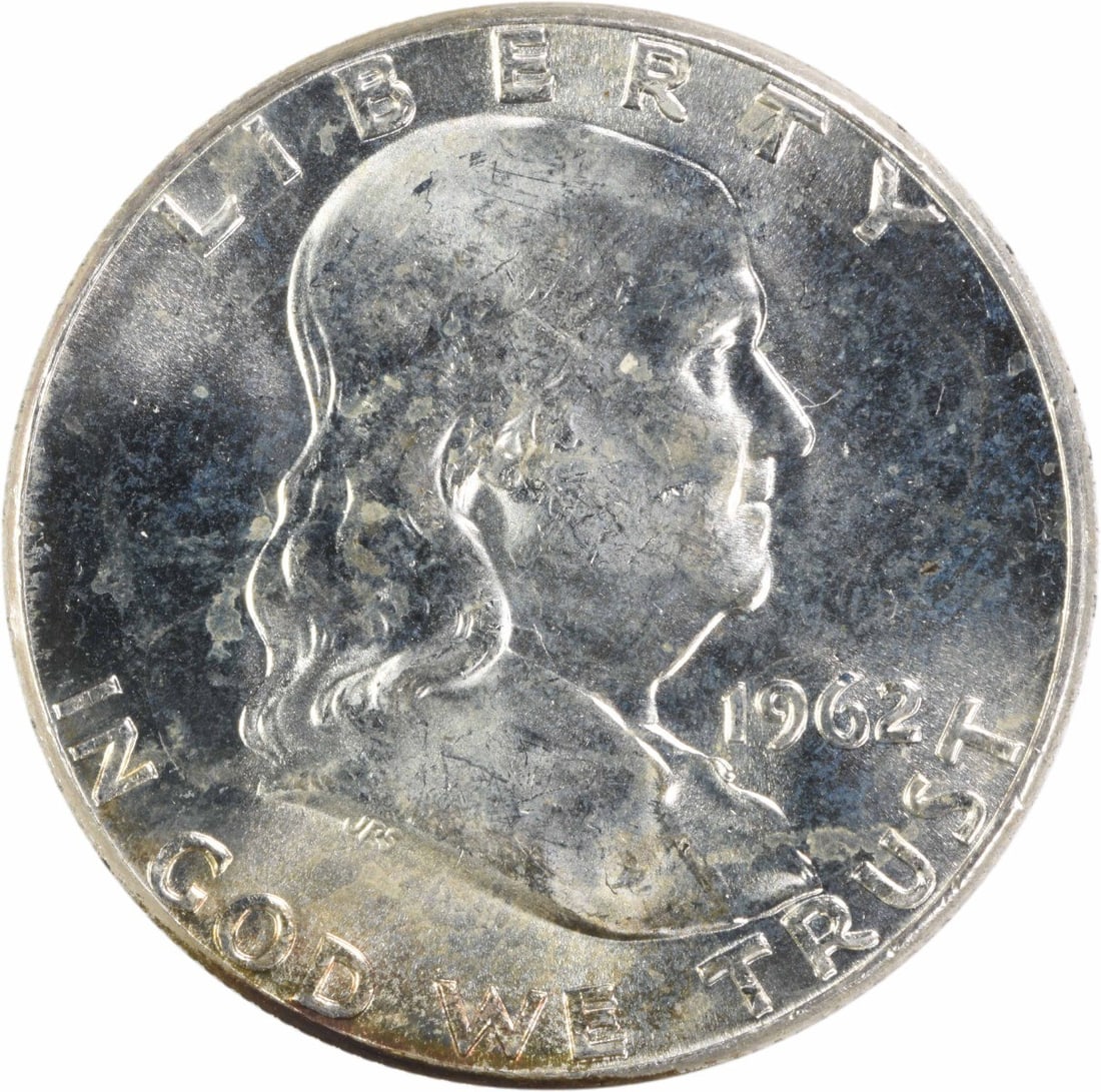 1962 Silver Franklin Half Dollar Choice BU Uncirculated Uncertified Coin: 1962 Silver Franklin Half Dollar Choice BU Uncirculated Uncertified Coin This is a 1962 Franklin Silver Half Dollar graded as Choice Brilliant Uncirculated (BU). The coin is uncertified and was minted