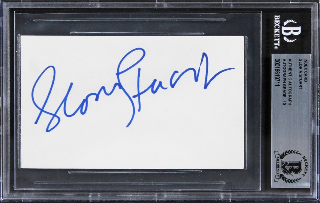 Gloria Stuart Signed 3x5 Index Card Gem Mint 10 Beckett Authenticated (1 of 2)