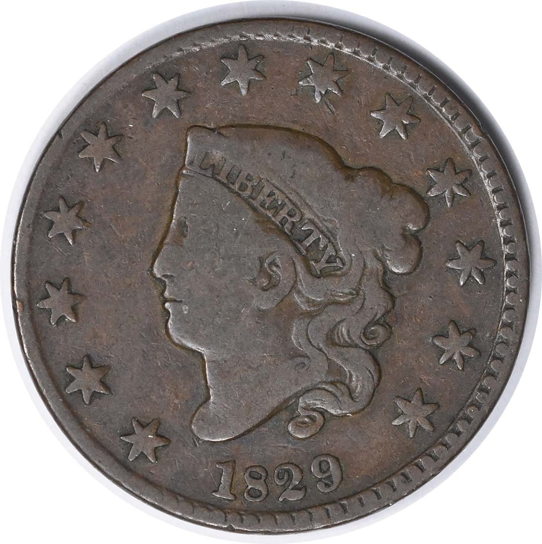 1829 Coronet Head Large Cent Copper Coin VG Grade Uncertified (1 of 2)