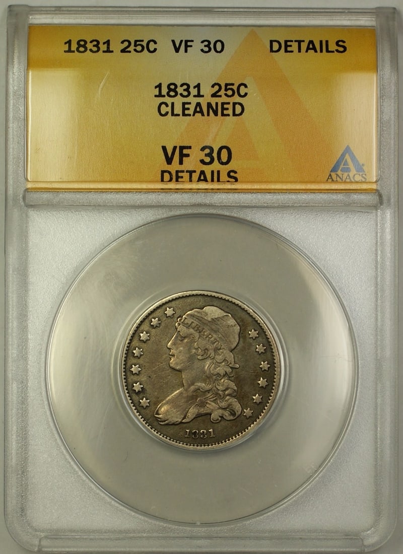 ANACS VF-30 Details 1831 Capped Bust Quarter Silver 25c (1 of 2)