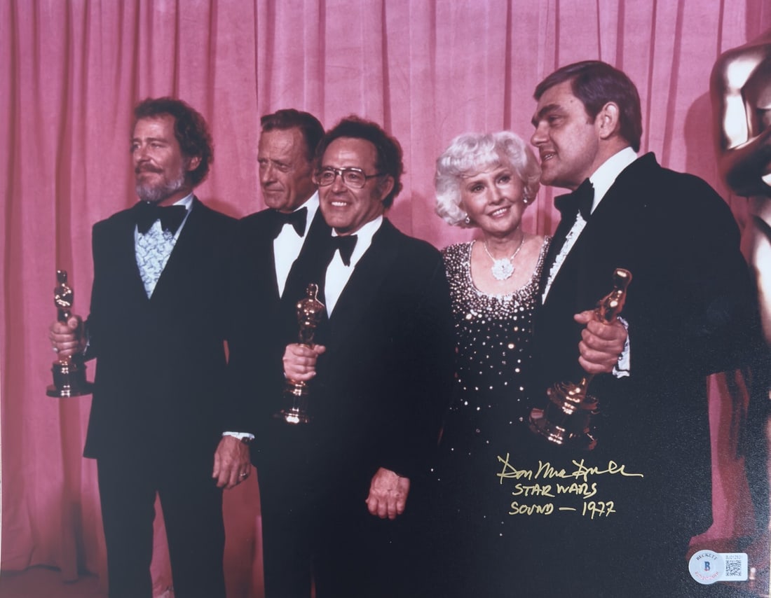 Don MacDougall Signed Star Wars 11x14 Photo Oscar Inscription Beckett Authenticated: Don MacDougall Signed Star Wars 11x14 Photo Oscar Inscription Beckett Authenticated This is an original 8x10 photograph signed by Don MacDougall, the sound editor for Star Wars who won the Oscar for B