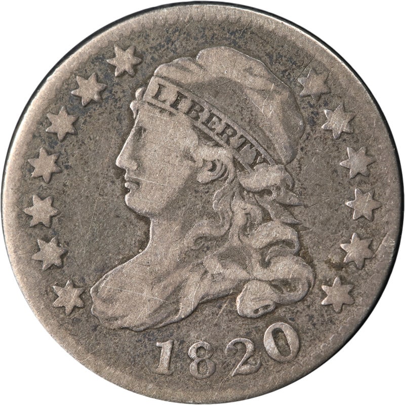 1820 Silver Bust Dime Large O VF (1 of 2)