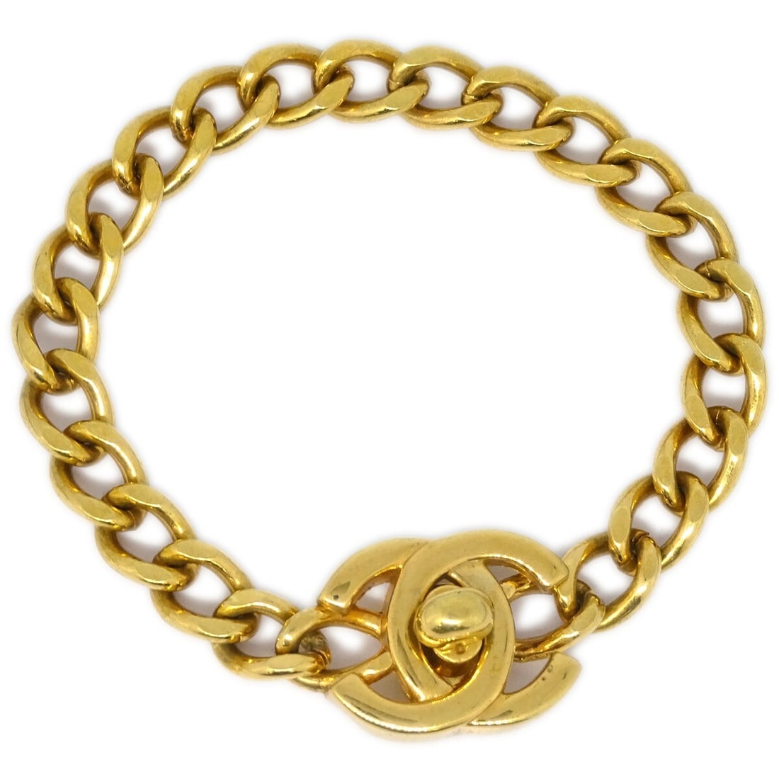 CHANEL 96P Gold Plated Turnlock Bracelet (1 of 4)