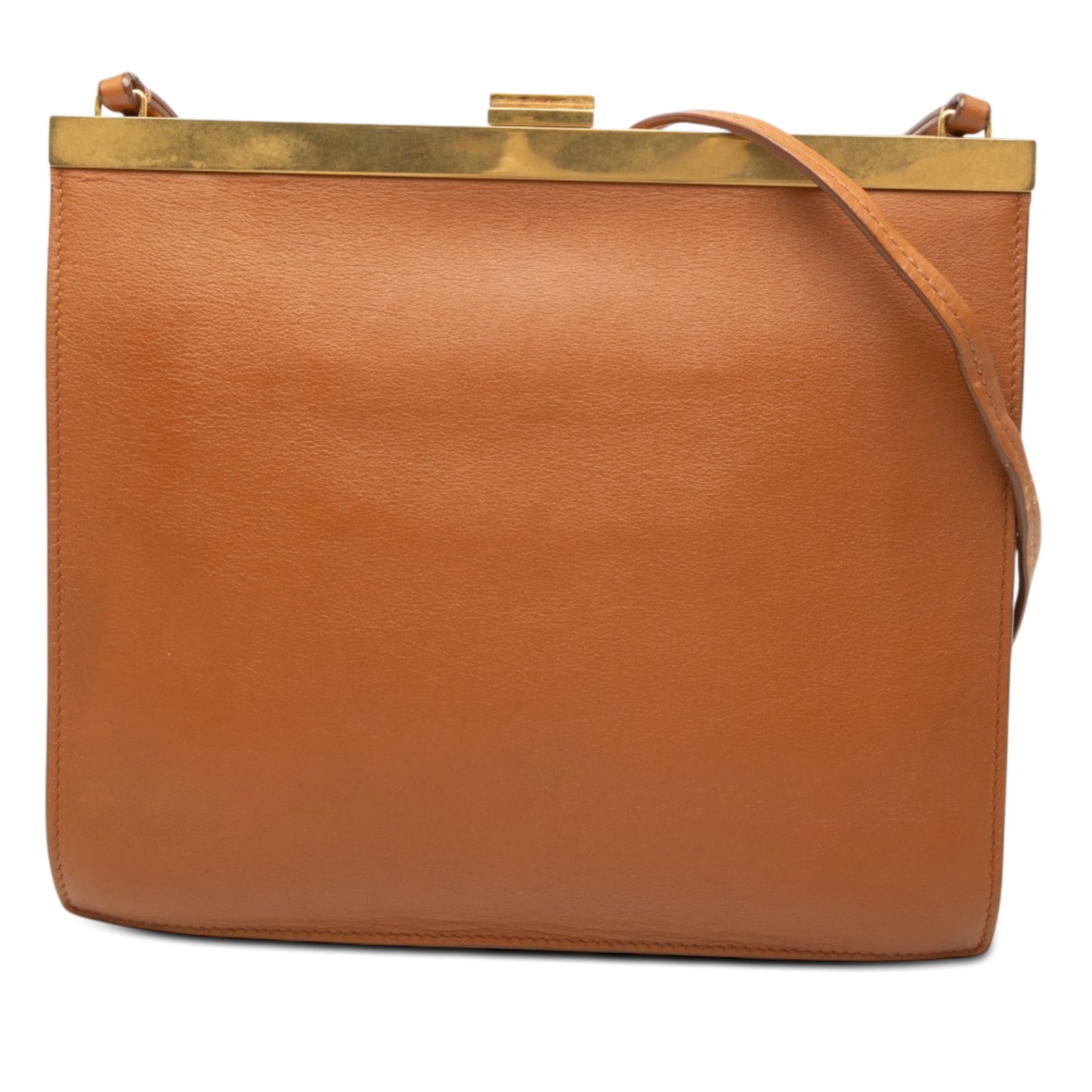 Celine Mini Clasp Leather Crossbody Bag Brown: Celine Mini Clasp Leather Crossbody Bag Brown Celine Mini Leather Clasp Crossbody in brown leather with a flat leather strap and a top frame clasp closure. Made in Italy. Condition is B+ with visible 