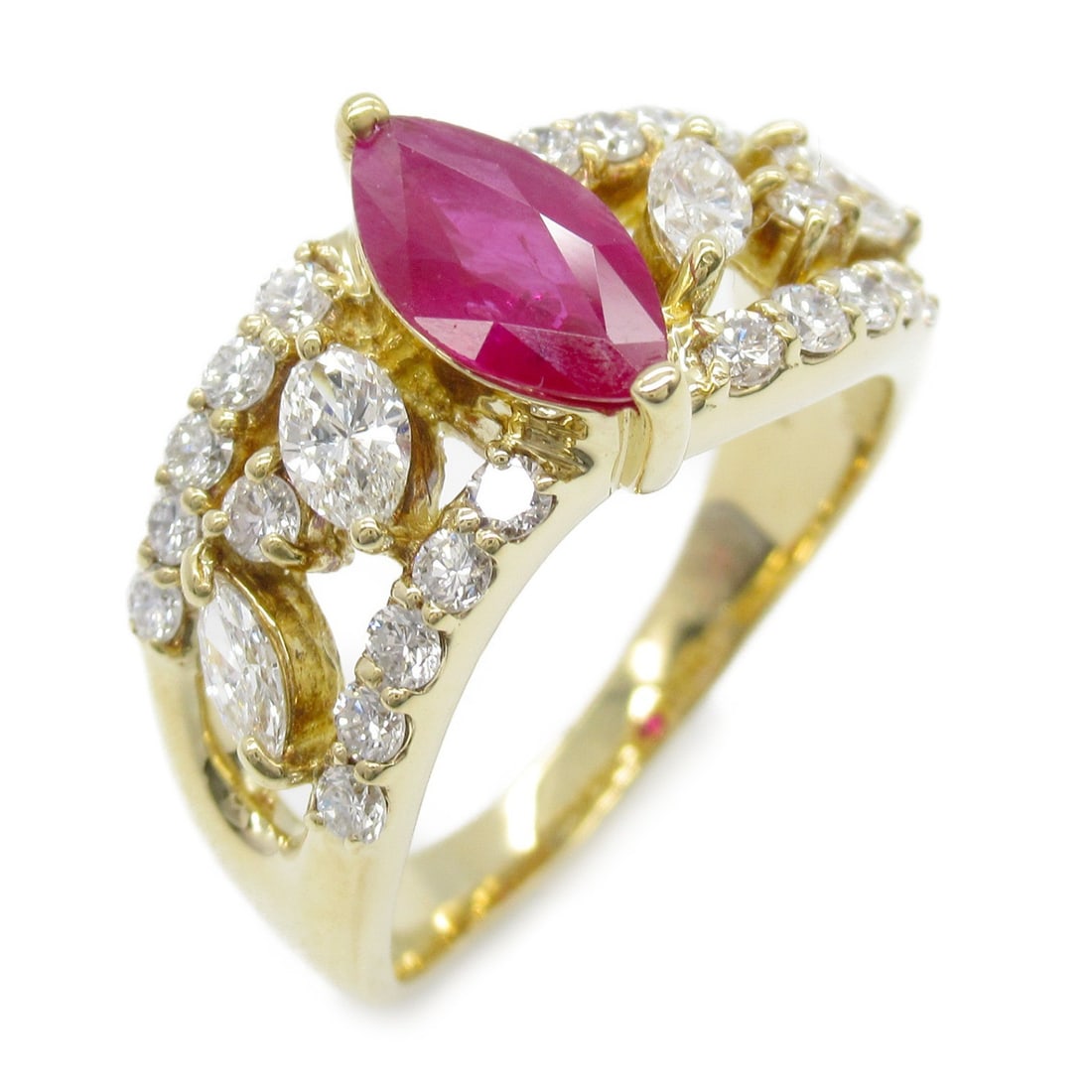 Stunning Ruby Diamond Ring in 18K Yellow Gold US Size 8 (1 of 9)