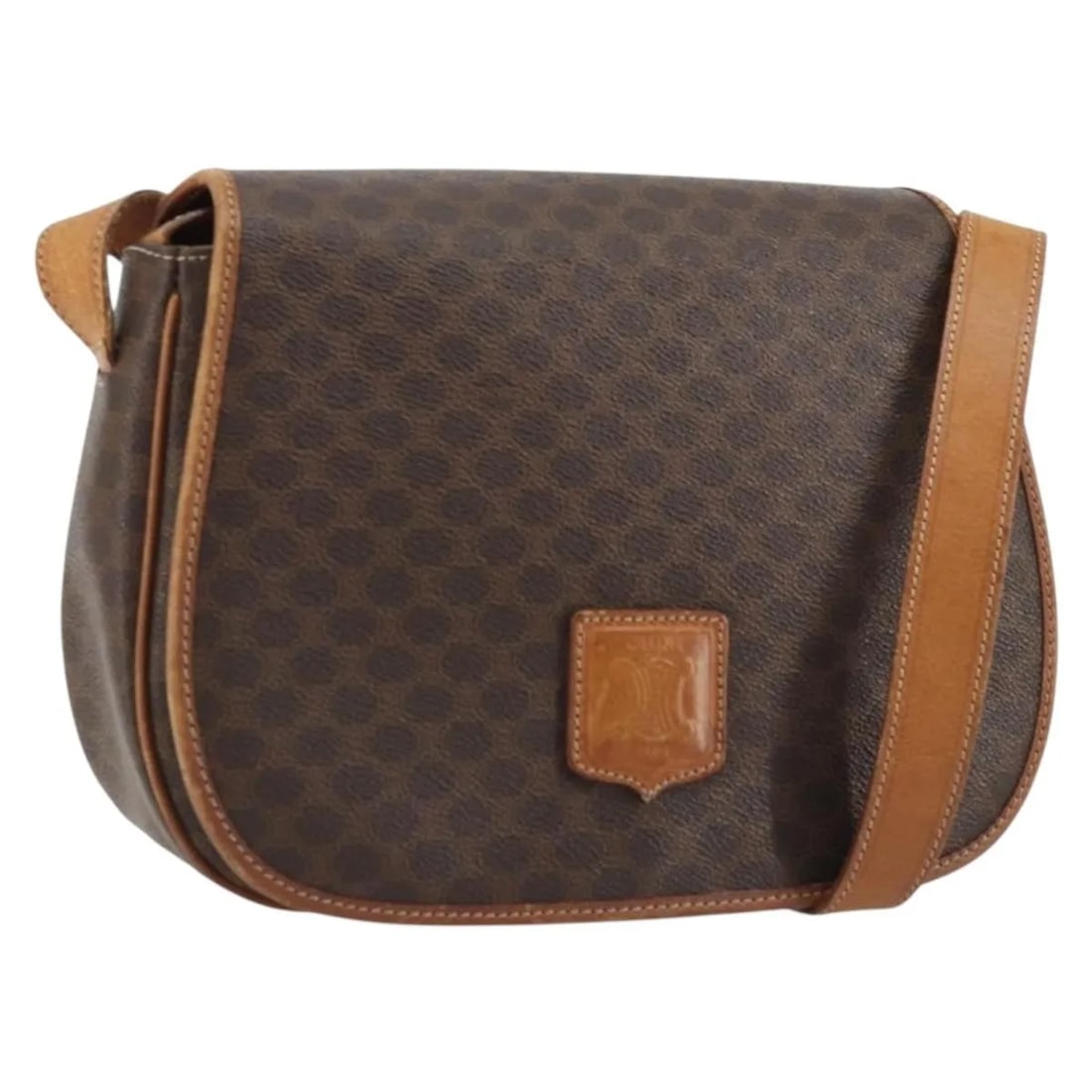 Celine Vintage Macadam Shoulder Bag Brown Canvas Italy: Celine Vintage Macadam Shoulder Bag Brown Canvas Italy This Celine Vintage Macadam Shoulder Bag features the iconic brown canvas with leather accents. Designed for women, it showcases the classic Maca