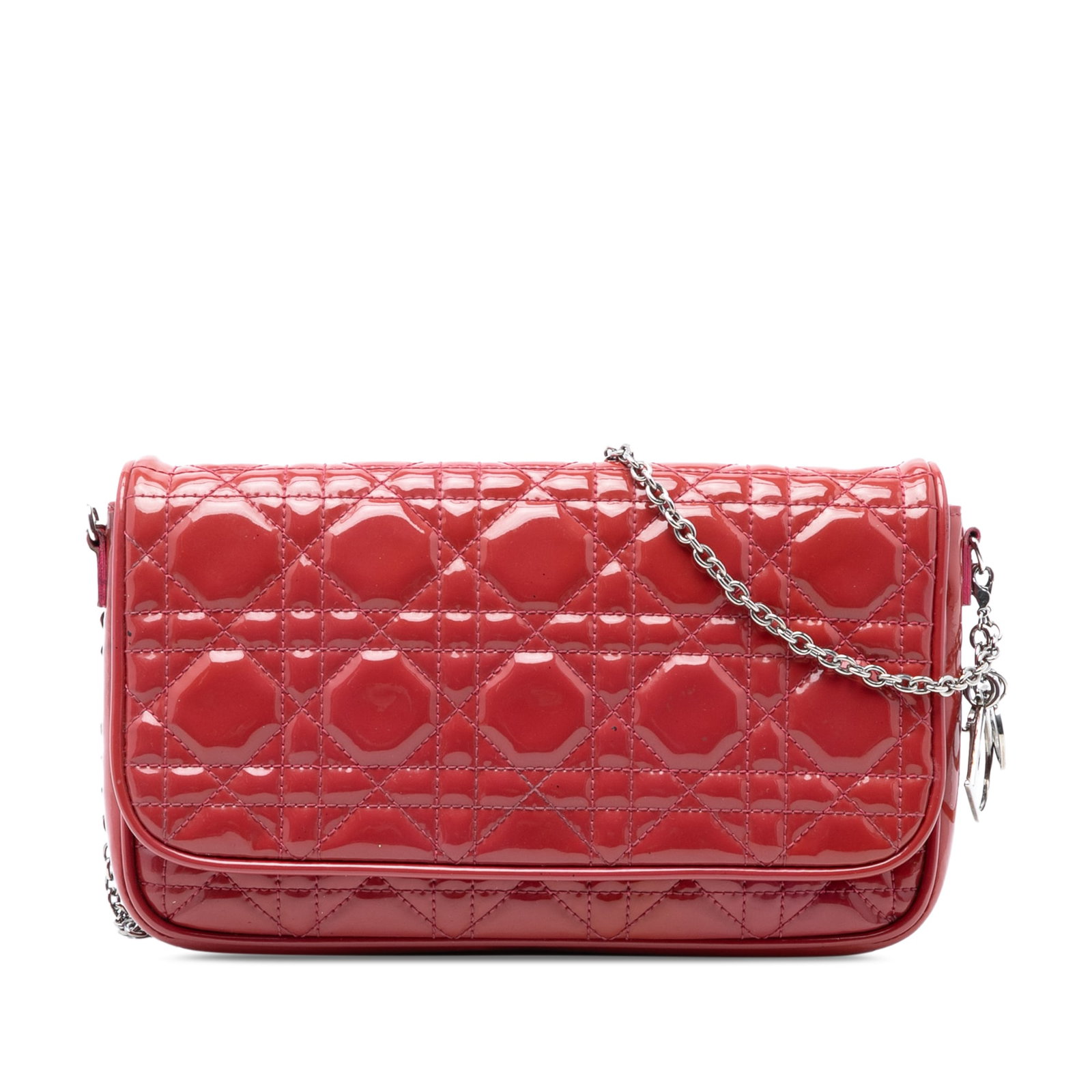Dior Lady Dior patent leather chain wallet red (1 of 7)