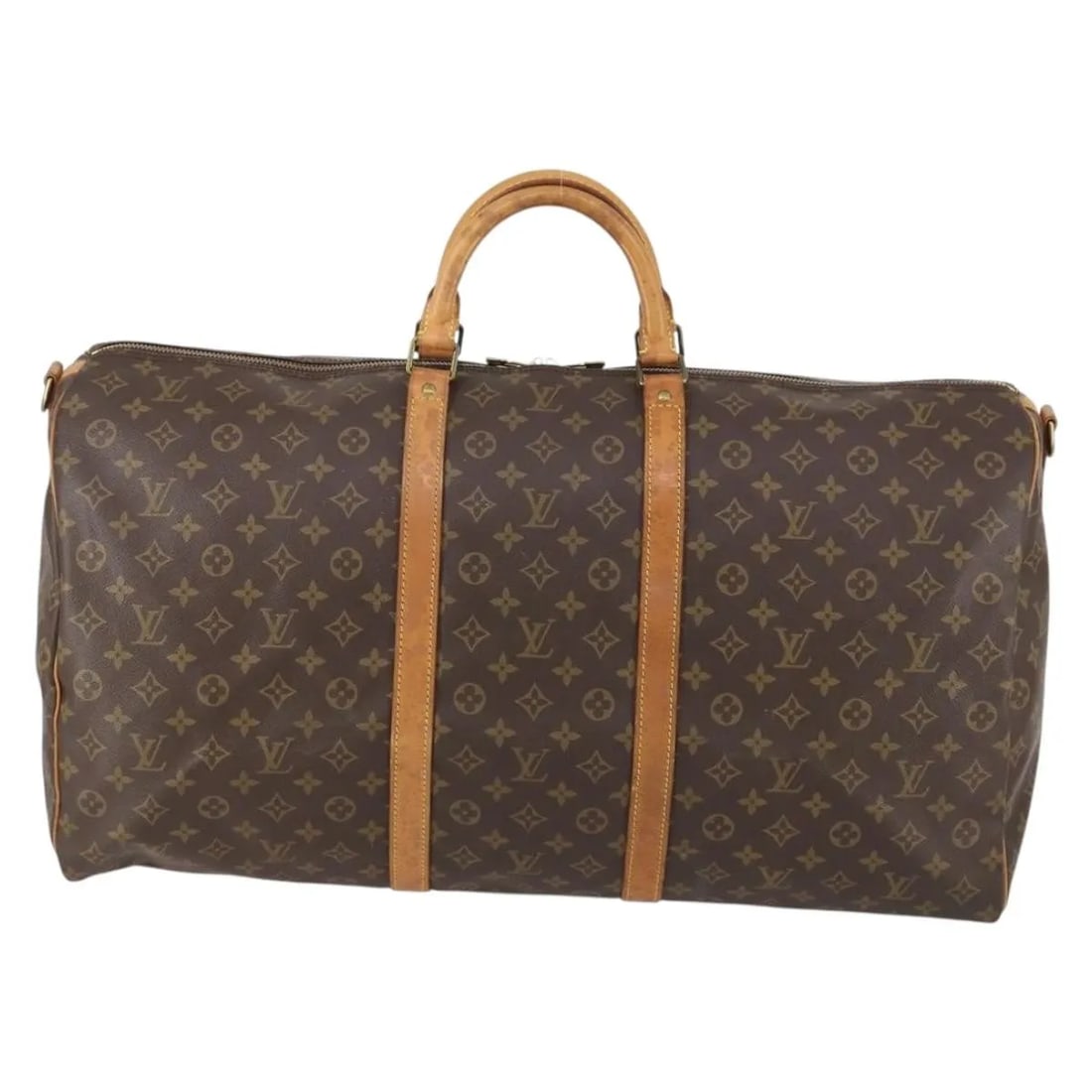 Keepall Bandouliere Travel Bag by Louis Vuitton in Monogram Canvas: Keepall Bandouliere Travel Bag by Louis Vuitton in Monogram Canvas This Louis Vuitton Keepall Bandouliere Bag features the iconic Monogram Canvas in brown and is designed for unisex use. The bag shows
