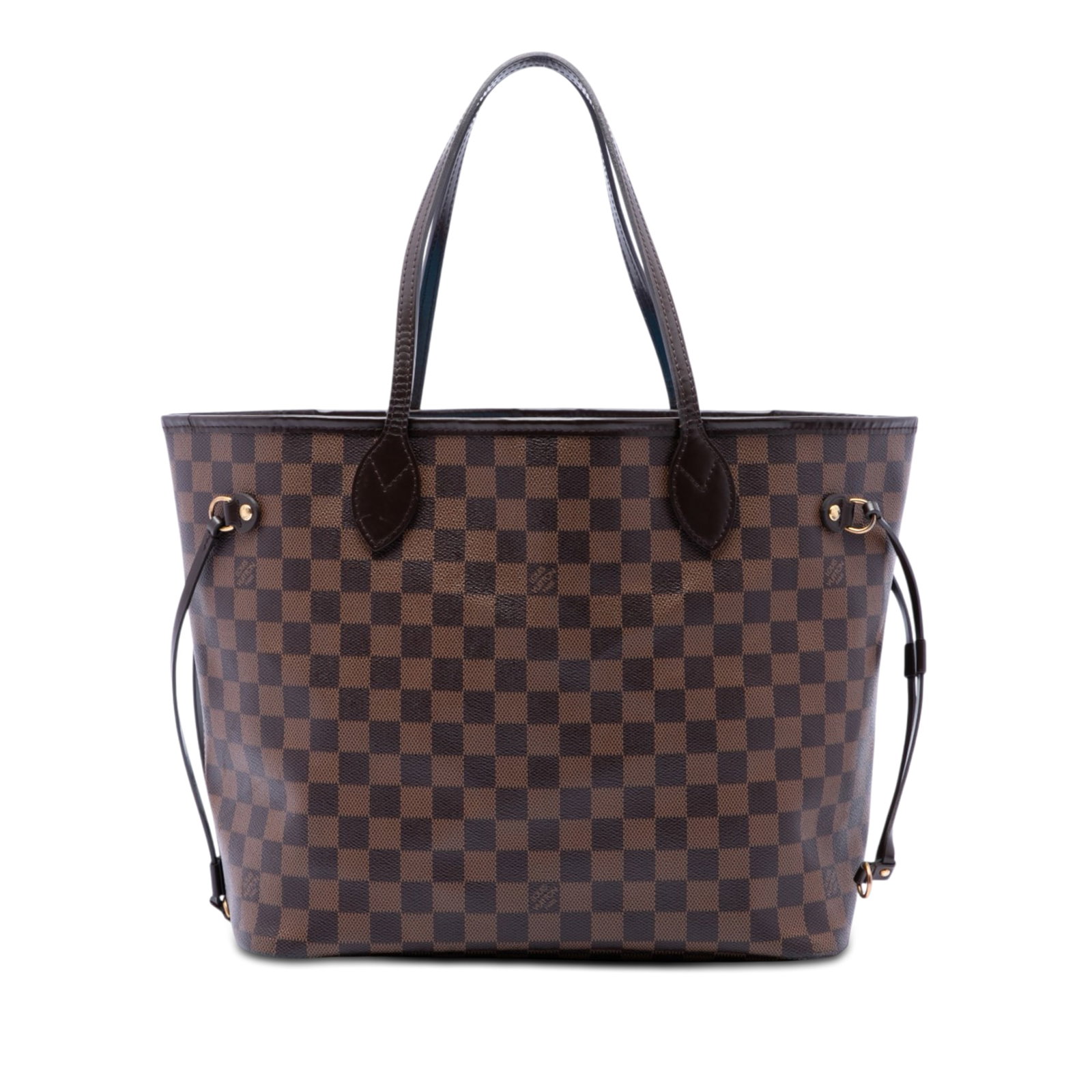 Louis Vuitton Neverfull MM Damier Ebene Tote Bag: Louis Vuitton Neverfull MM Damier Ebene Tote Bag Louis Vuitton Neverfull MM in Damier Ebene canvas with leather trim and flat leather shoulder straps. This tote features an open top with a lobster cla